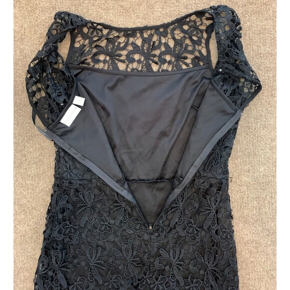 BISOU BISOU Dress Womens 8 Sleeveless Lace Midi Bodycon Tank Sheath Floral Black - Picture 3 of 9